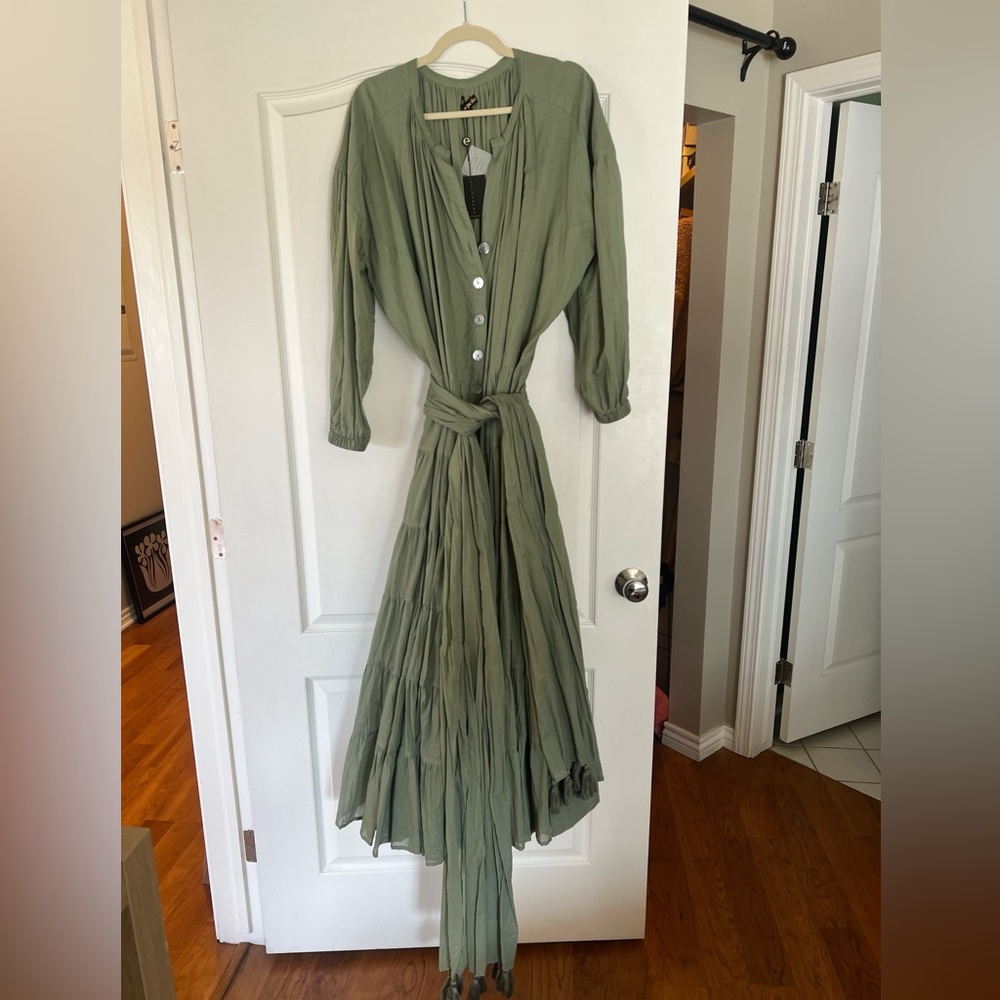NWT Erika Peña maxi dress w/ buttons and tie